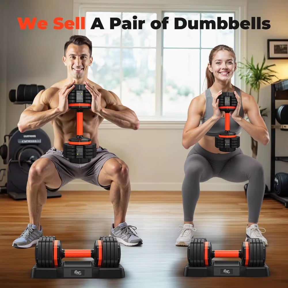 Adjustable Dumbbells Set 25LB, Adjustable Weights 5/10/15/20/25Lbs, Adjustable Dumbbell Pair 50LBS Dumbbell Anti-Slip Handle
