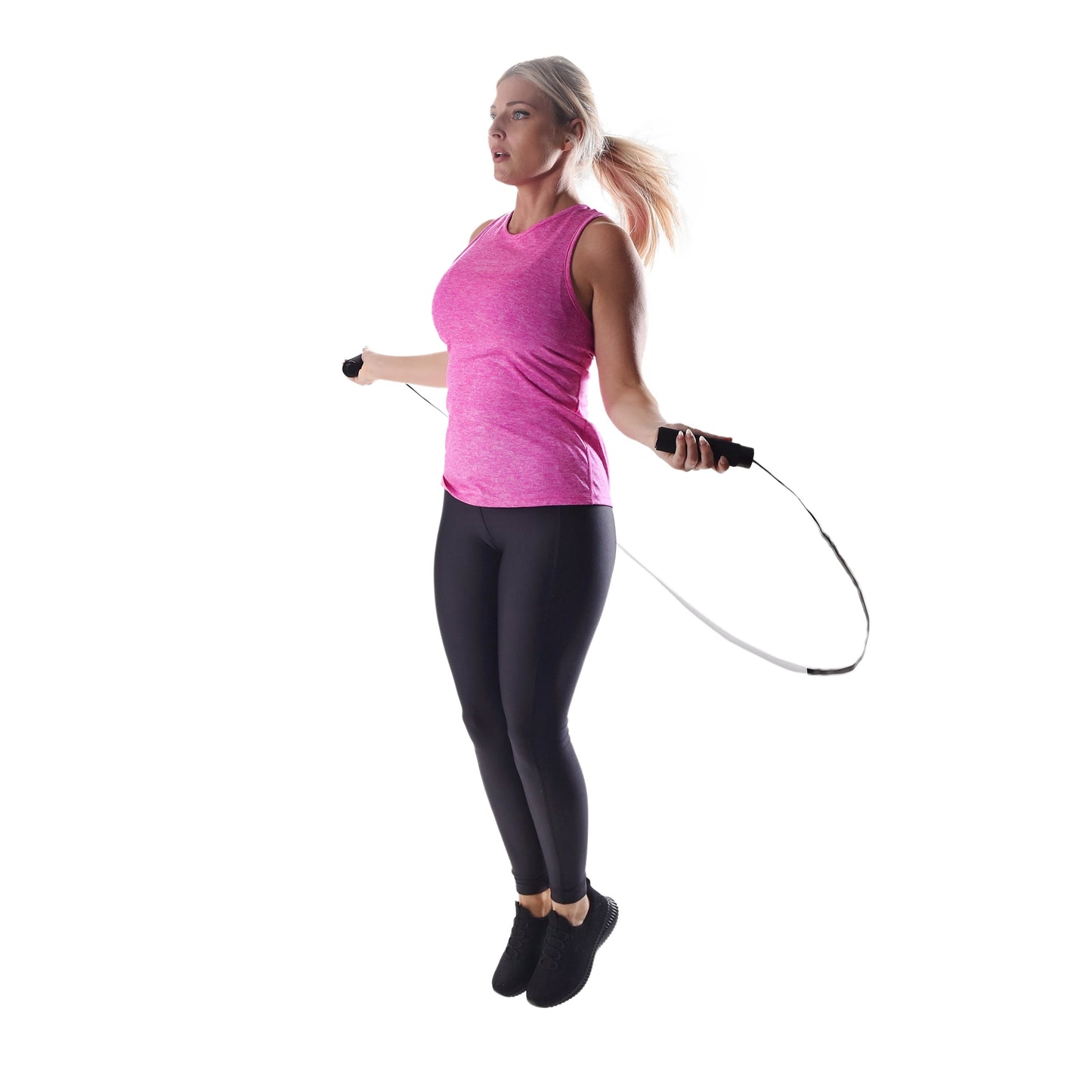 (4 Pack) Speed Jump Rope with Light Weight Handles, 9' Length, Black