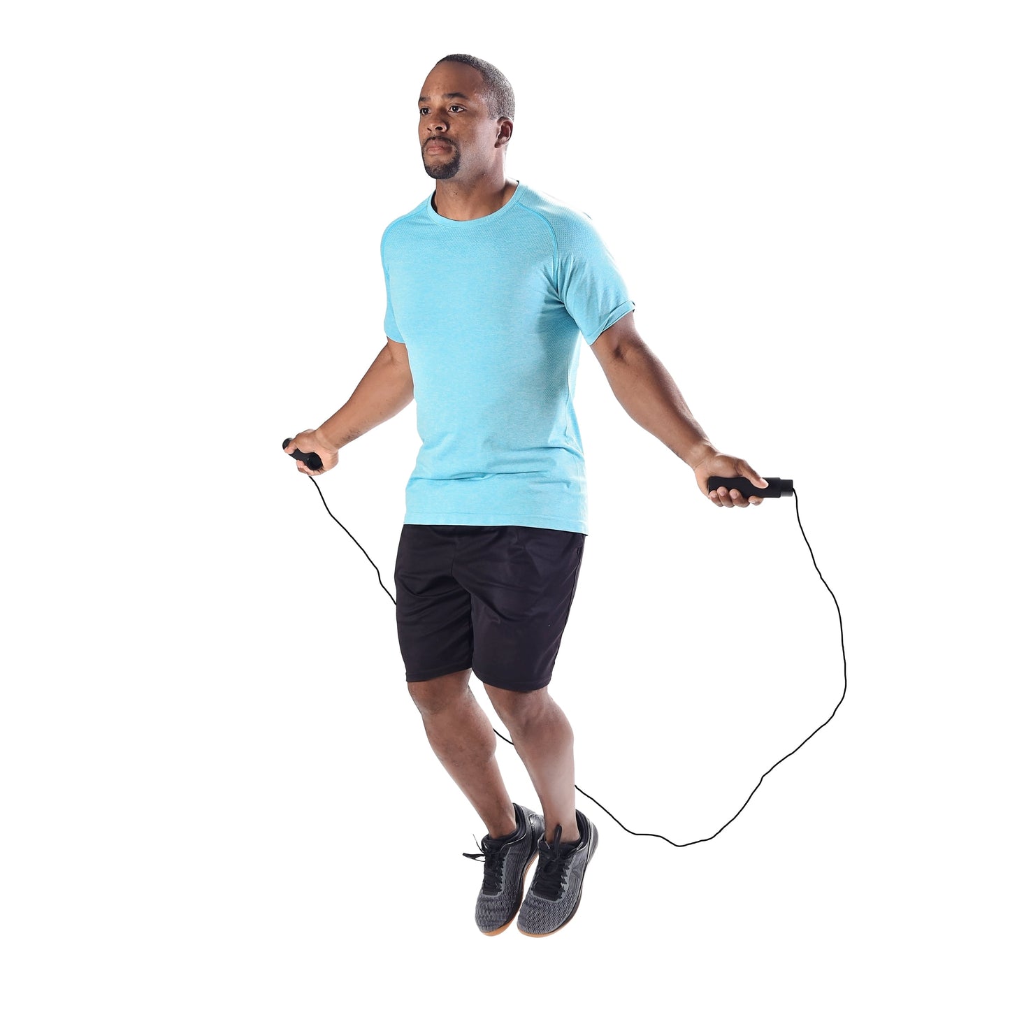 (4 Pack) Speed Jump Rope with Light Weight Handles, 9' Length, Black