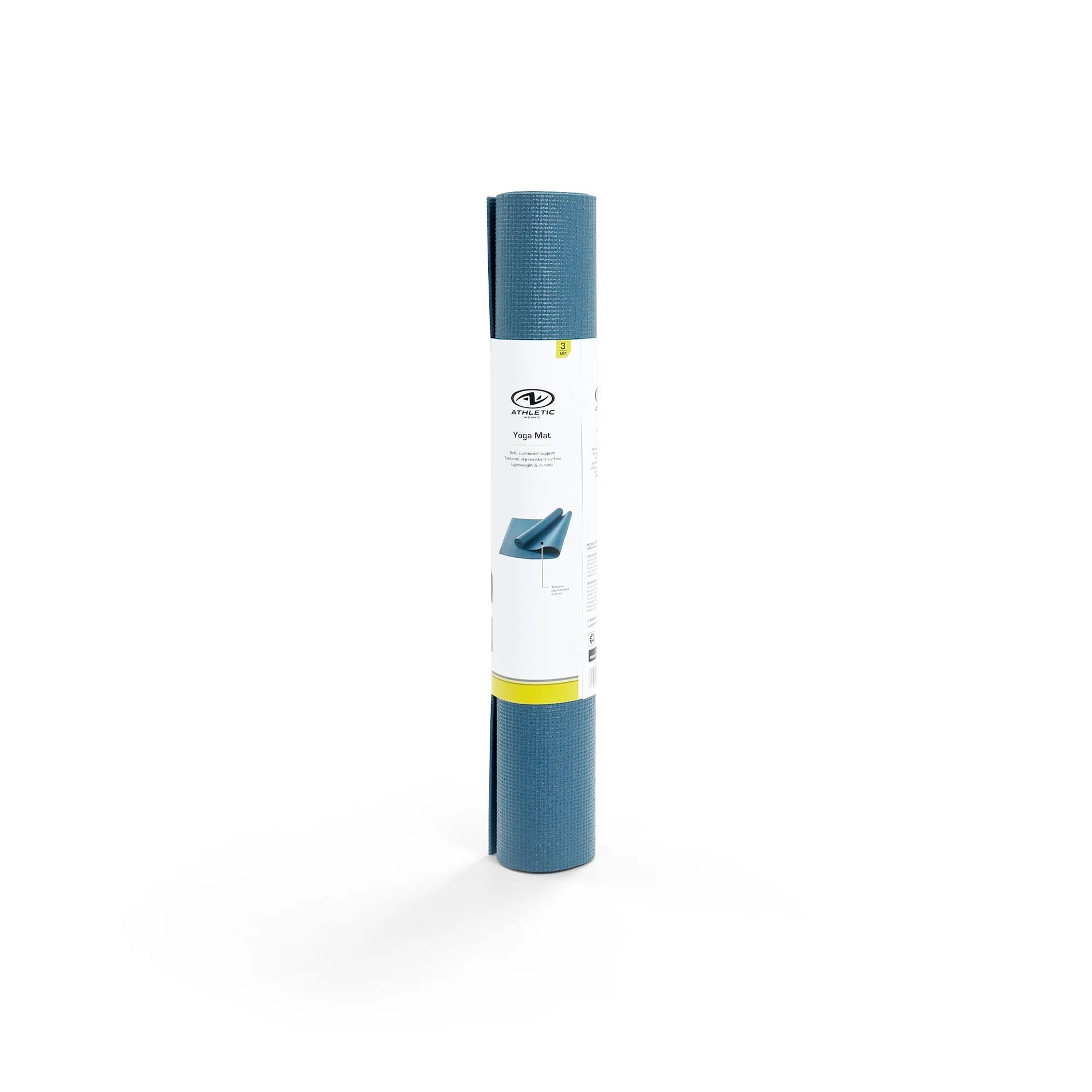 PVC Yoga Mat, 3Mm, Real Teal, 68Inx24In, Non Slip, Cushioning for Support and Stability