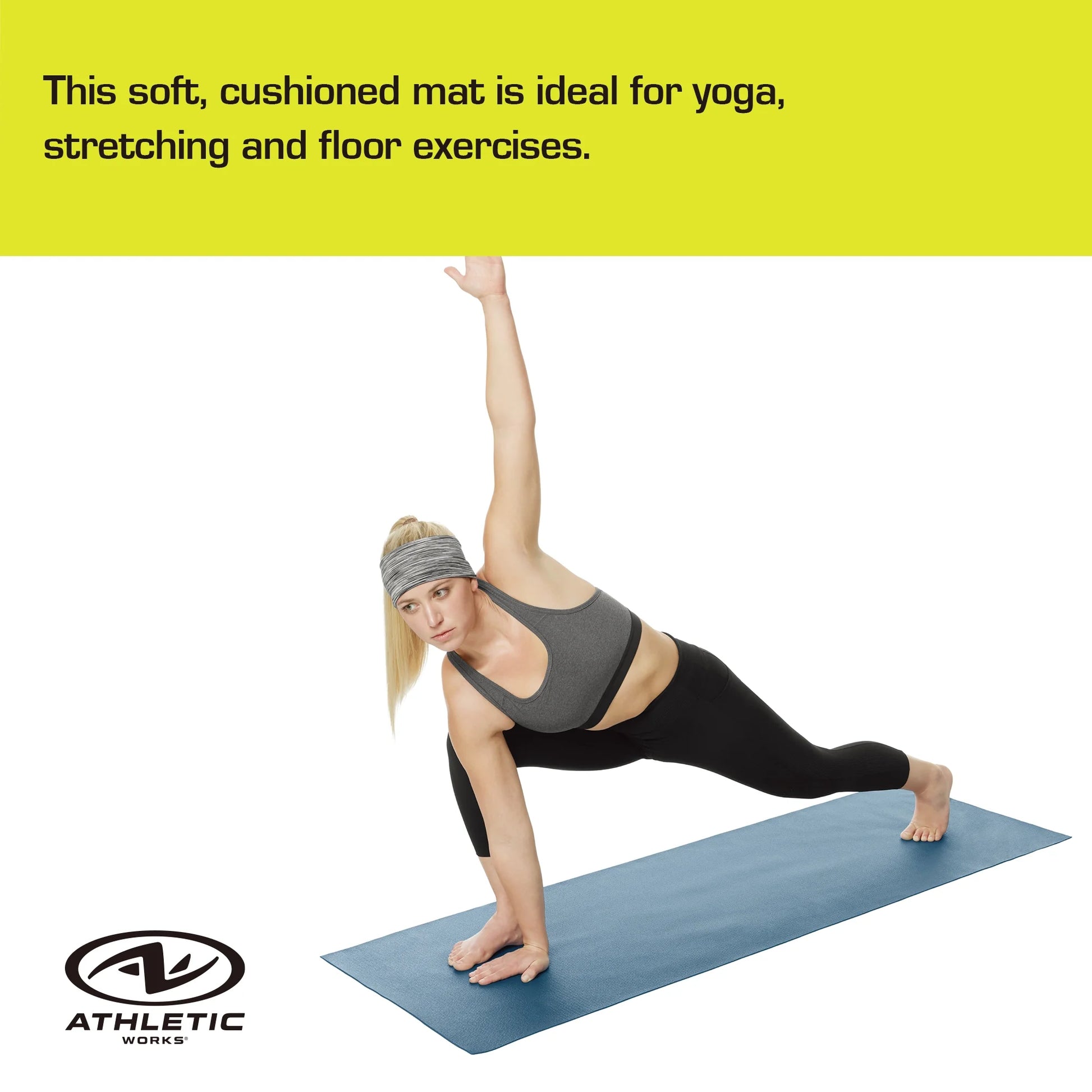 PVC Yoga Mat, 3Mm, Real Teal, 68Inx24In, Non Slip, Cushioning for Support and Stability