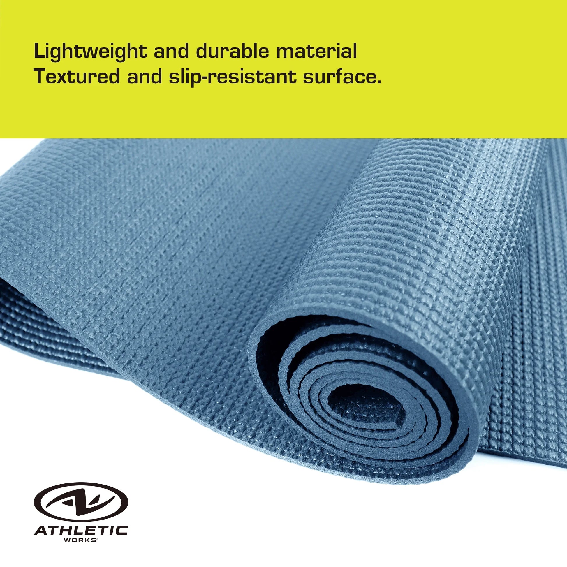PVC Yoga Mat, 3Mm, Real Teal, 68Inx24In, Non Slip, Cushioning for Support and Stability