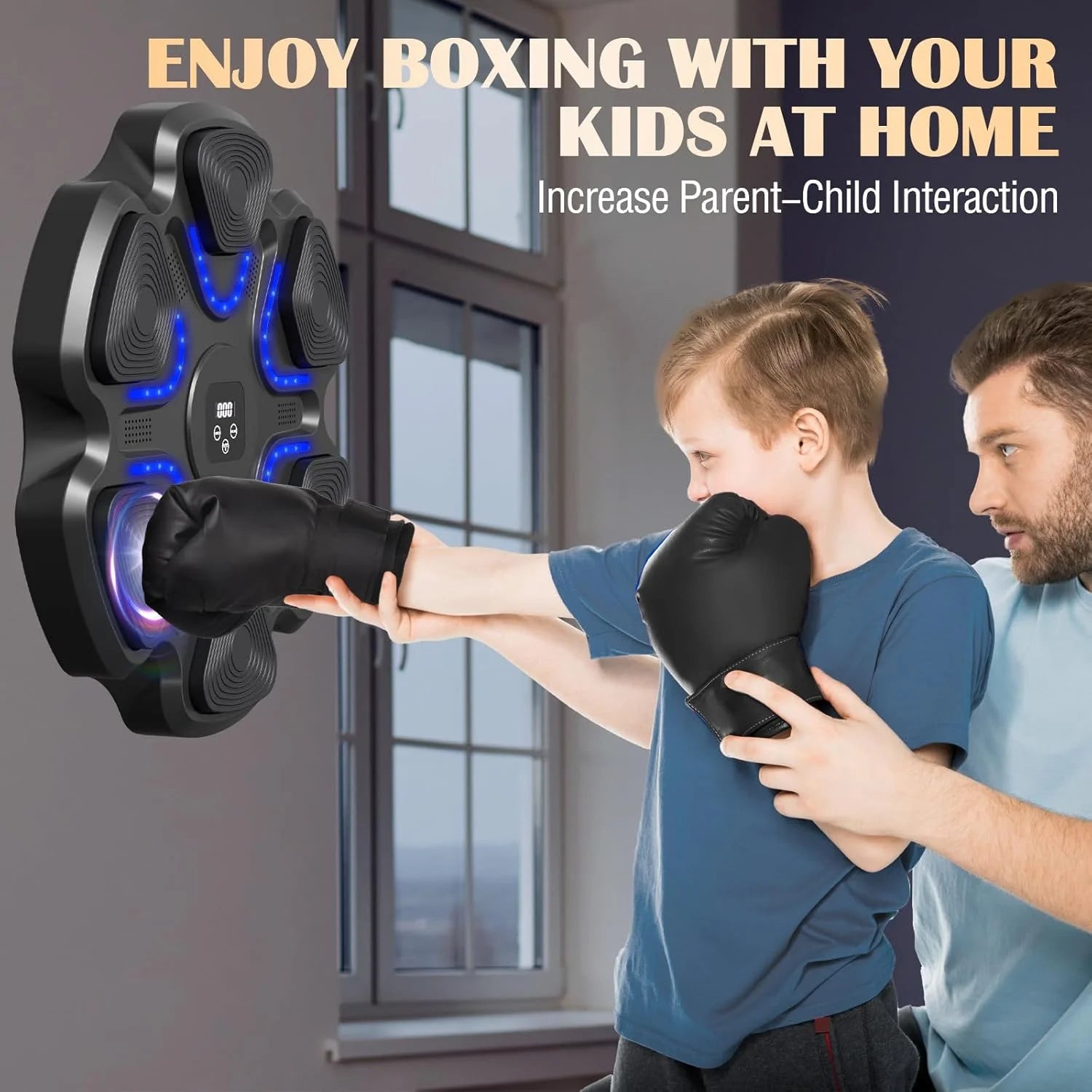 2024 Upgraded Kids Smart Music Boxing Machine, Electronic Boxing Machine with Boxing Gloves, Boxing Music Fitness Machine with Smart Display, Smart Boxing Machine Wall-Mounted Music for Home and Gym